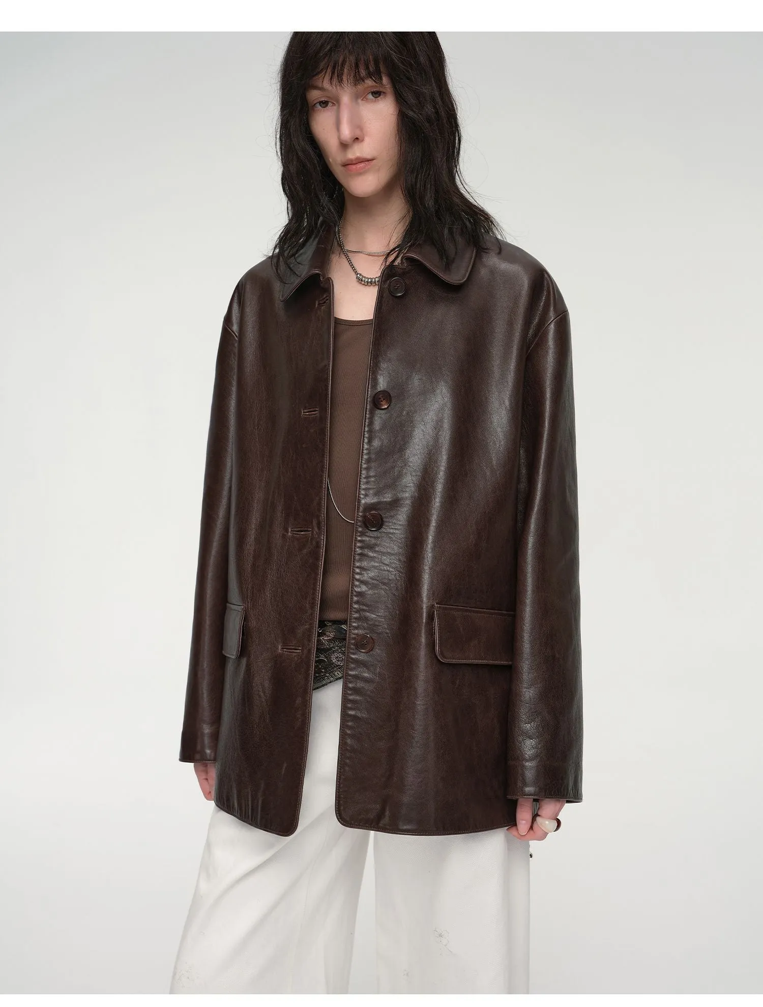 Wide West Leather Trench Coat