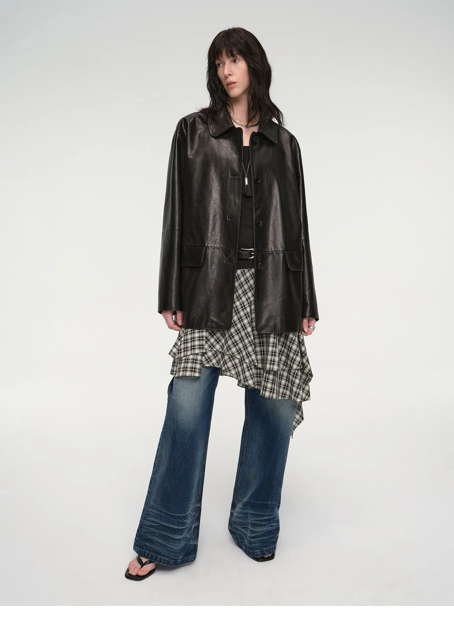 Wide West Leather Trench Coat