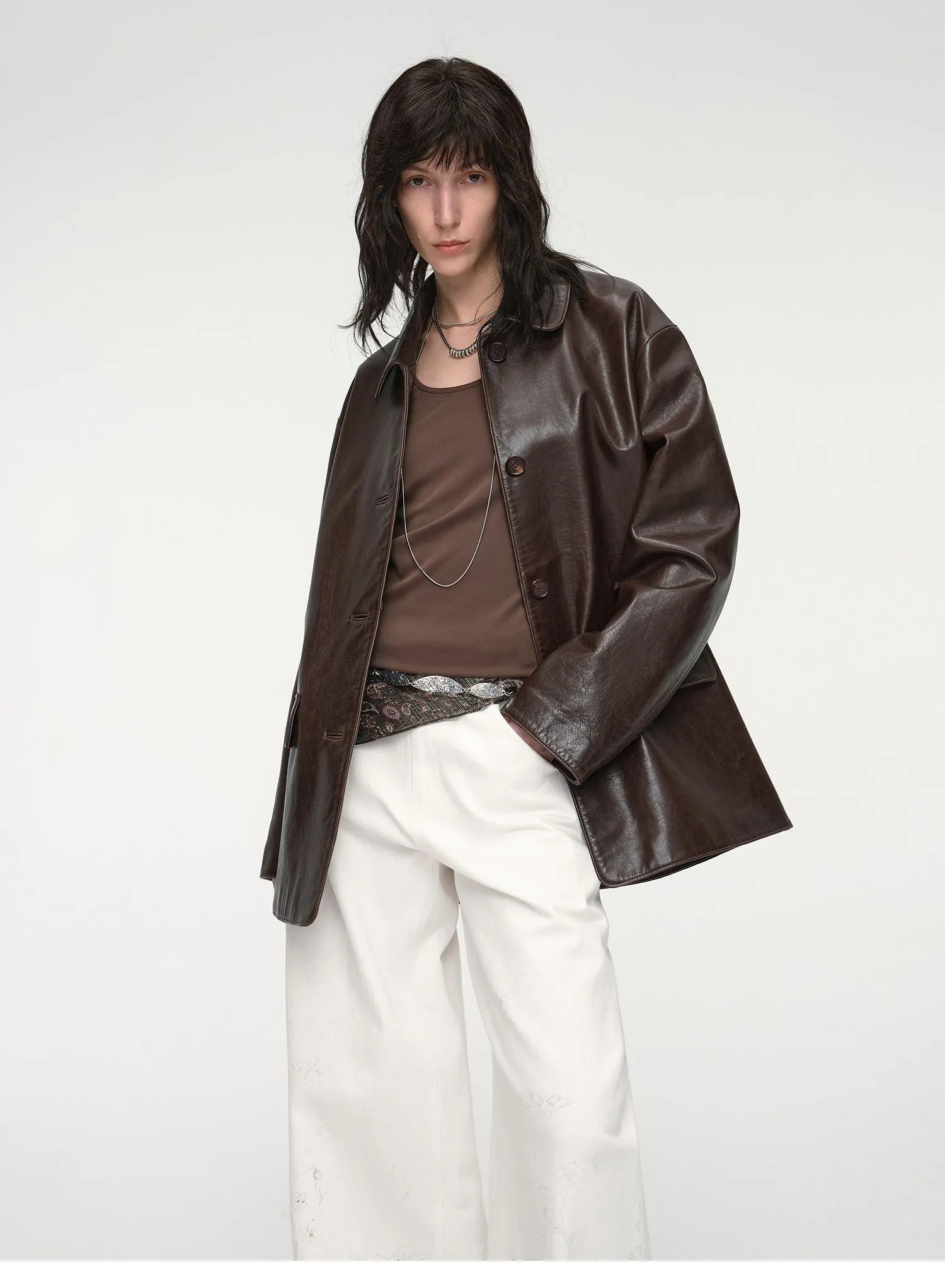 Wide West Leather Trench Coat
