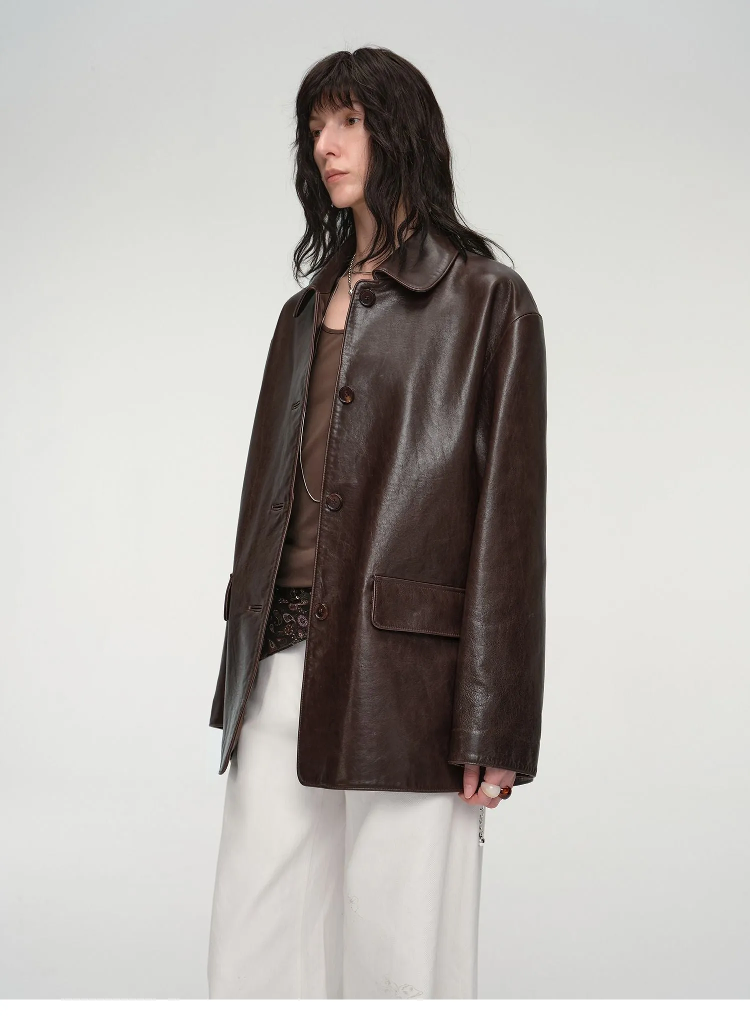 Wide West Leather Trench Coat