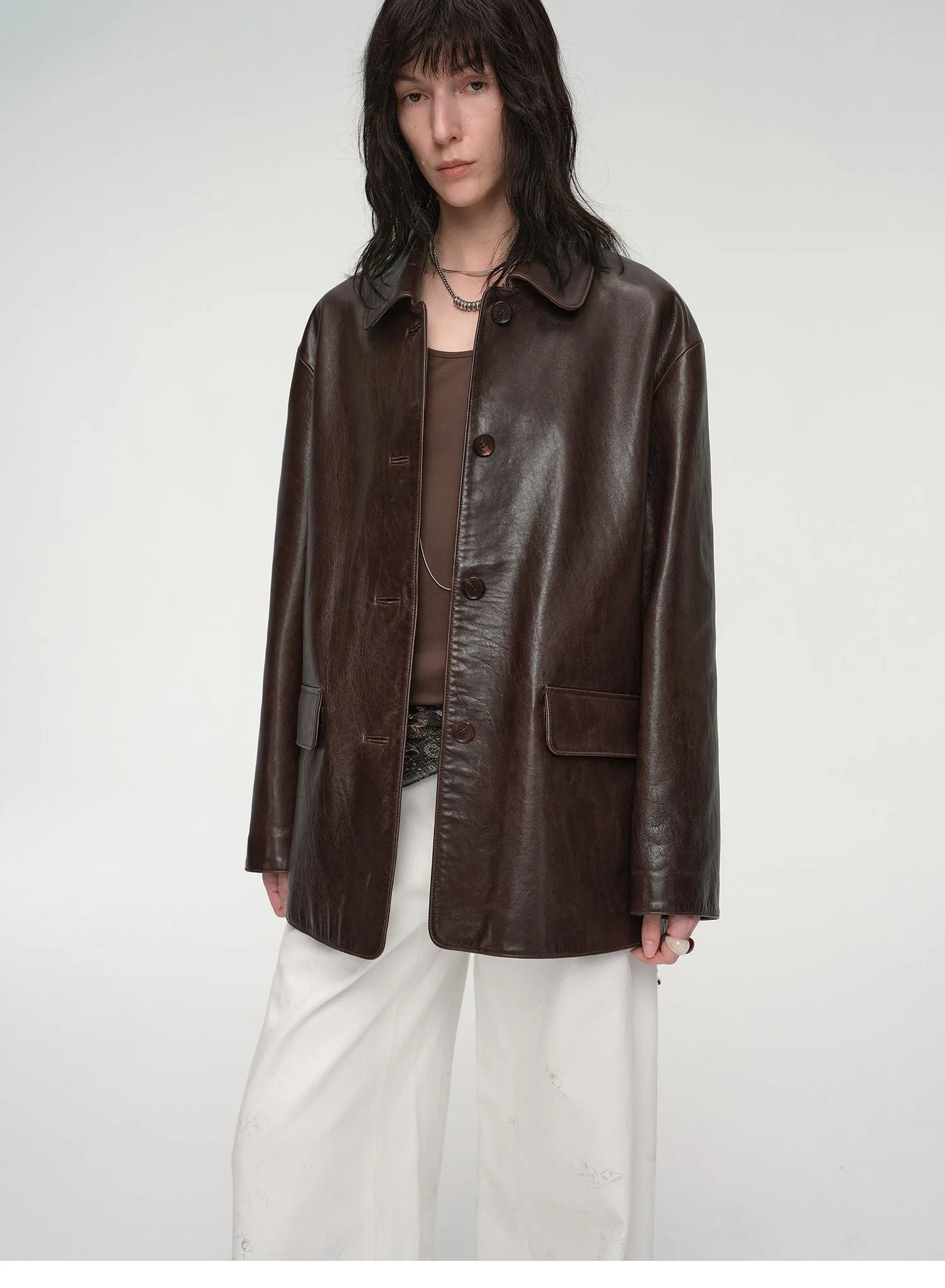 Wide West Leather Trench Coat