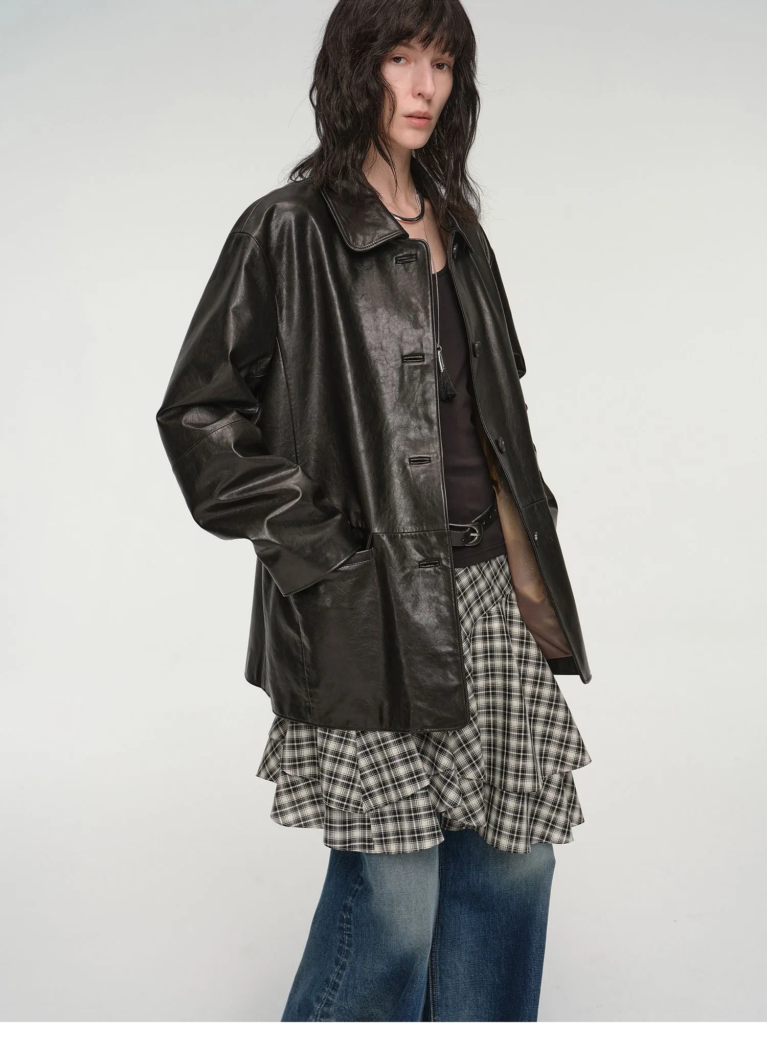 Wide West Leather Trench Coat