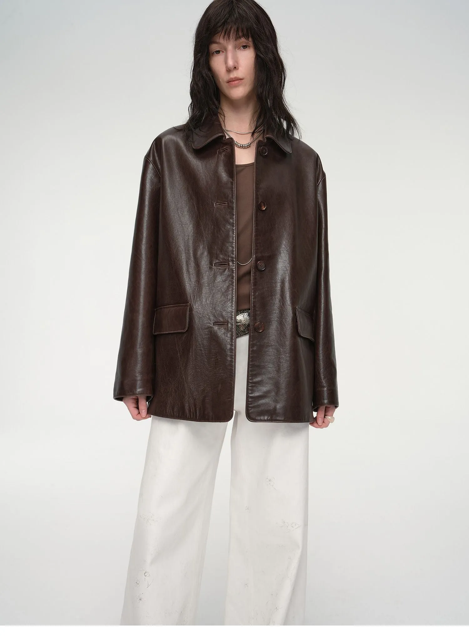 Wide West Leather Trench Coat