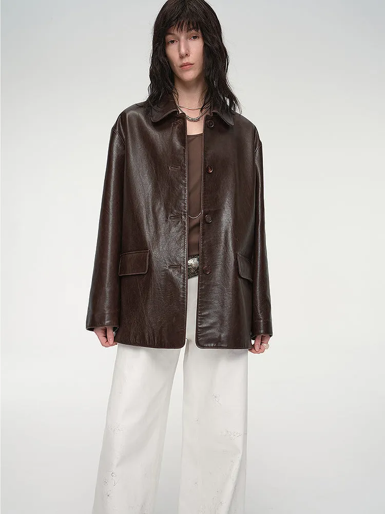 Wide West Leather Trench Coat