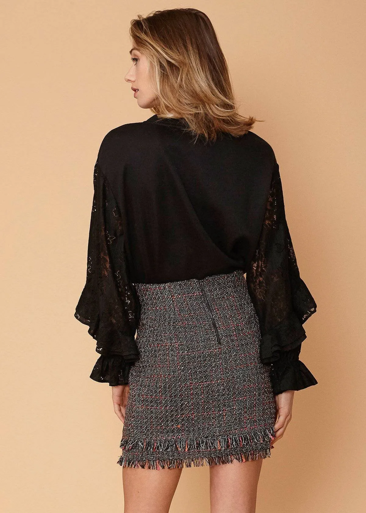 Women's Contrast Lace Sleeve Sweatshirt