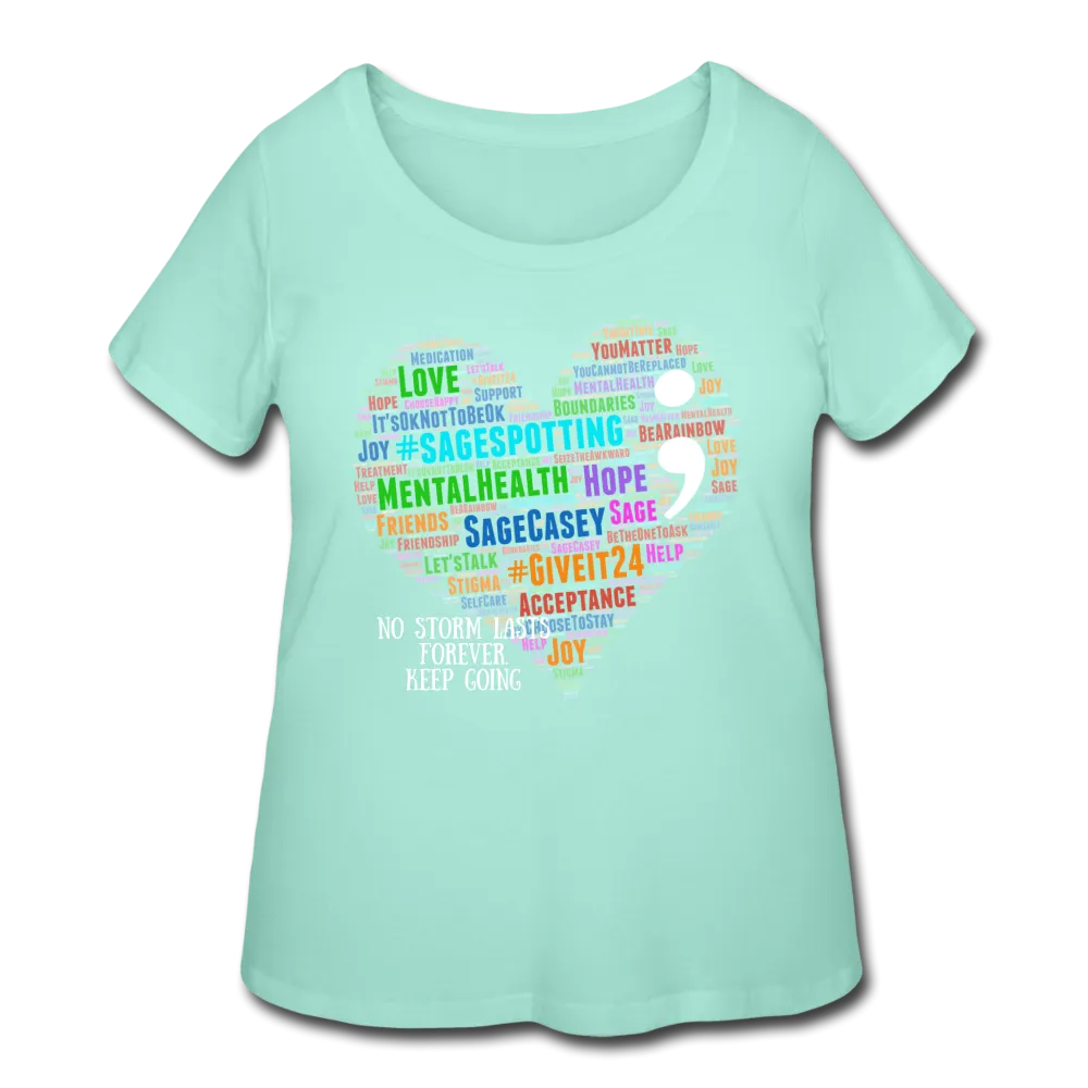 Women's Curvy T-Shirt - Heart Semicolon WordCloud