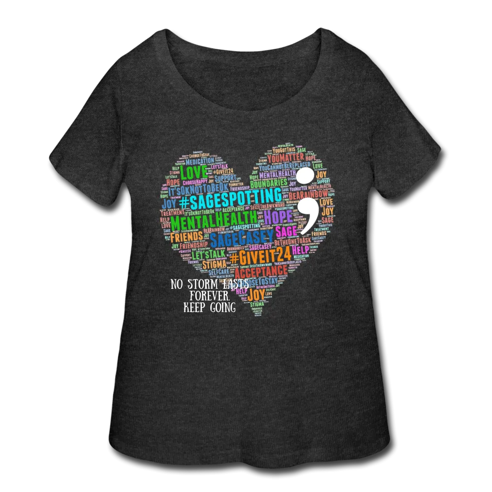 Women's Curvy T-Shirt - Heart Semicolon WordCloud