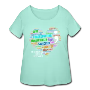Women's Curvy T-Shirt - Heart Semicolon WordCloud