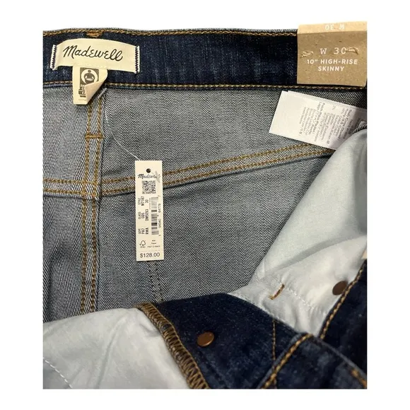 Womens Madewell 10” High Rise Skinny Jeans NWT Size 30