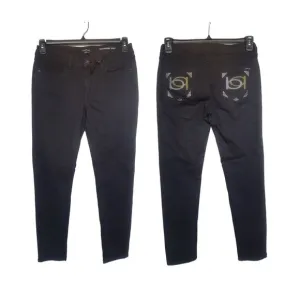🤩Women's skinny Jeans Bebe Sz 28 heartbreaker Black Denim Pant studded Pockets