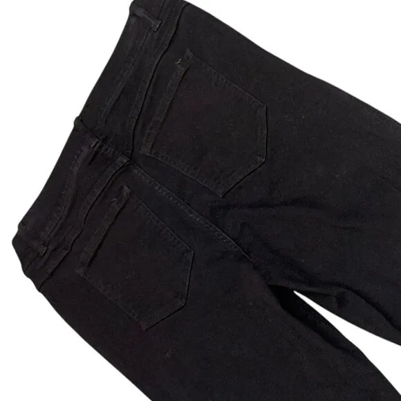 WOMEN’S SPANX  Black Cropped HIGH RISE Flare raw hem pull on Jeans sz large