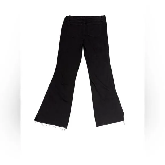 WOMEN’S SPANX  Black Cropped HIGH RISE Flare raw hem pull on Jeans sz large