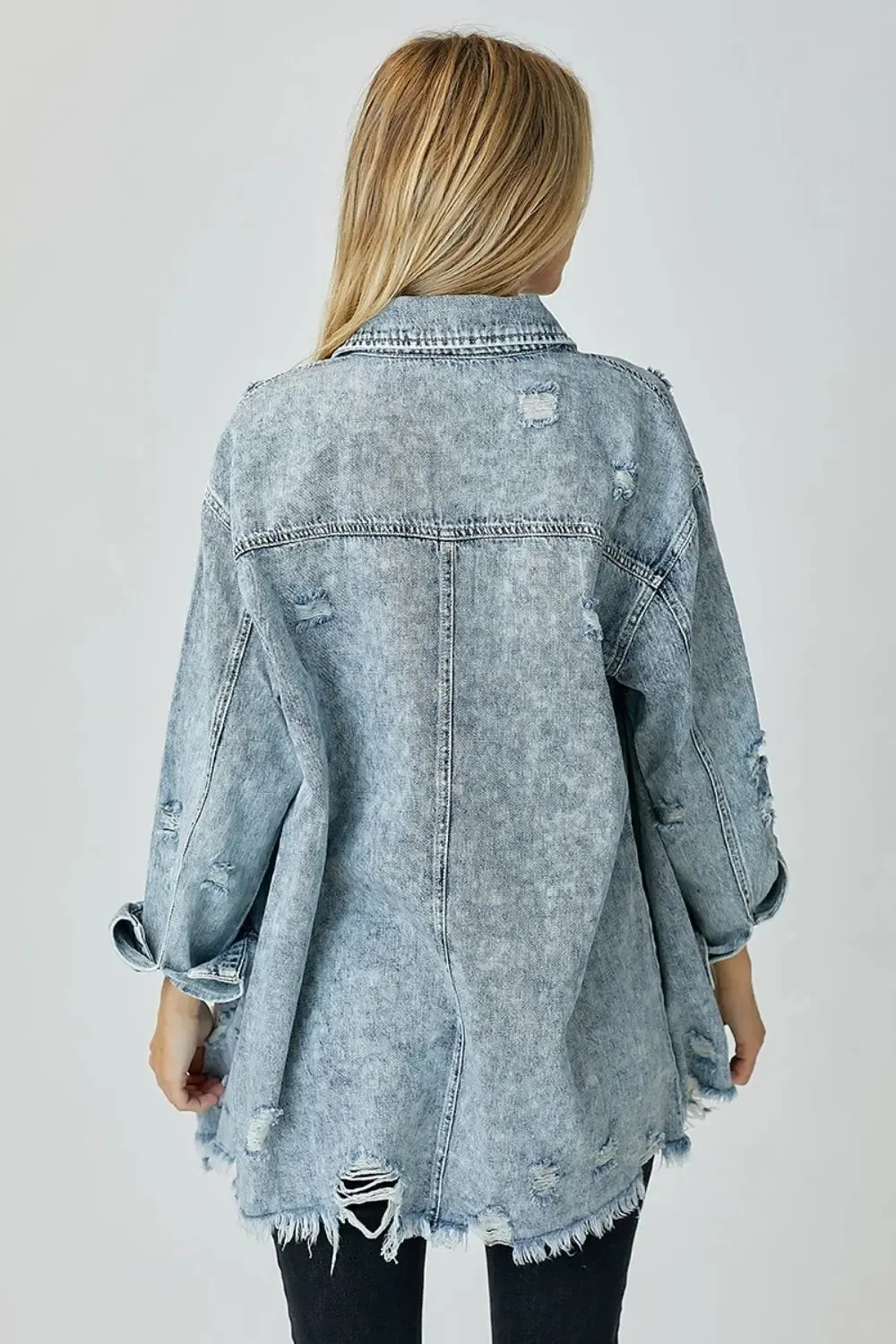 'Zelda' Distressed Denim Shirt